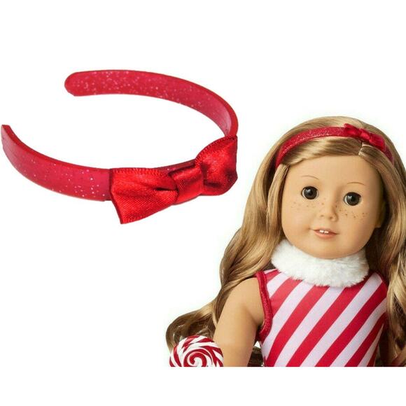 NEW American Girl Red Glitter Bow HEADBAND Land Of Sweets Ballet Hair Accessory - Picture 1 of 4
